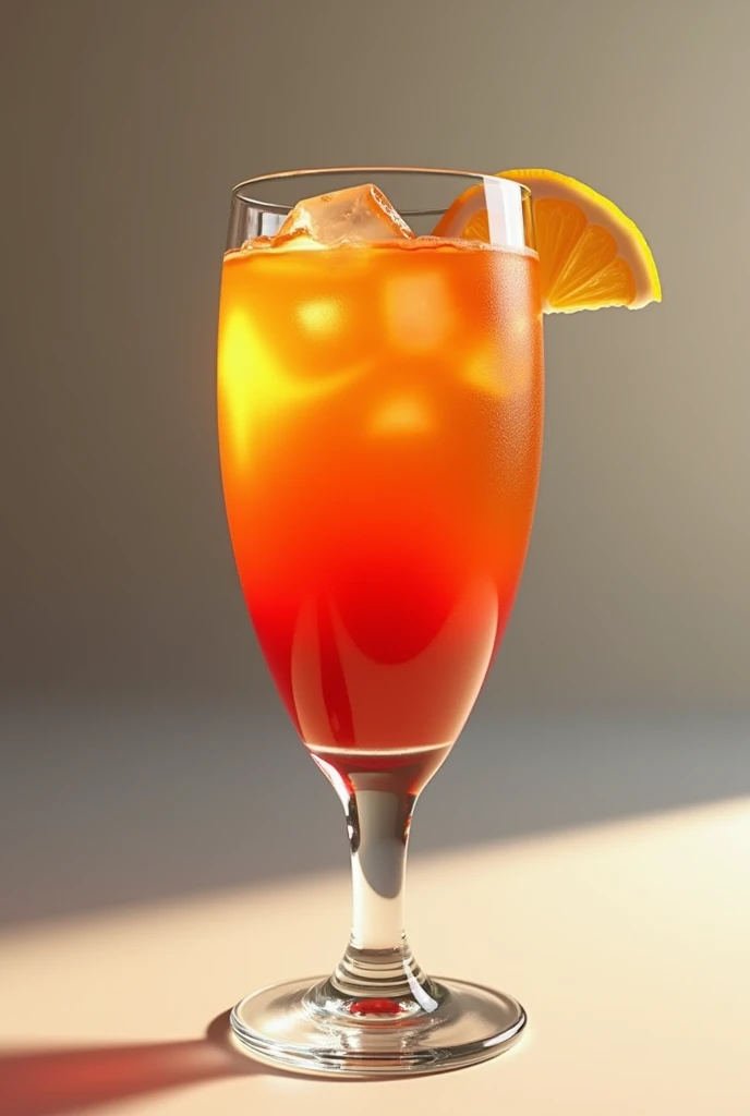 Realistic Tequila Sunrise Cocktail with Glass