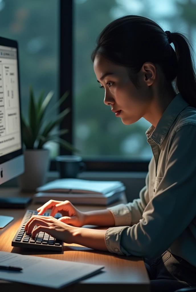 A person typing