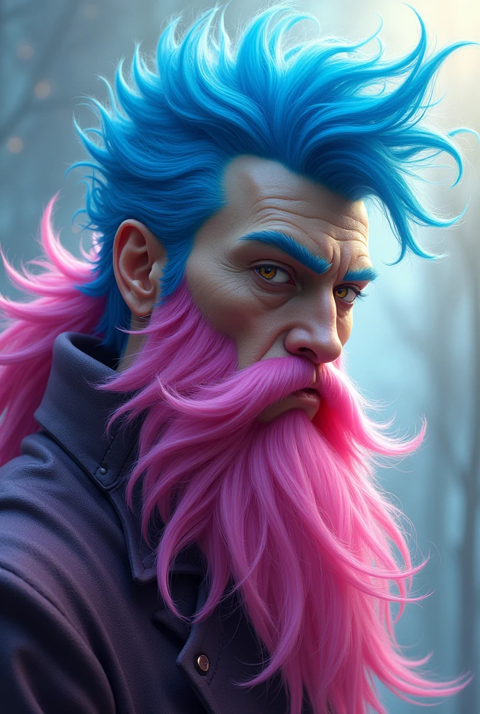 
Man with blue hair and pink beard