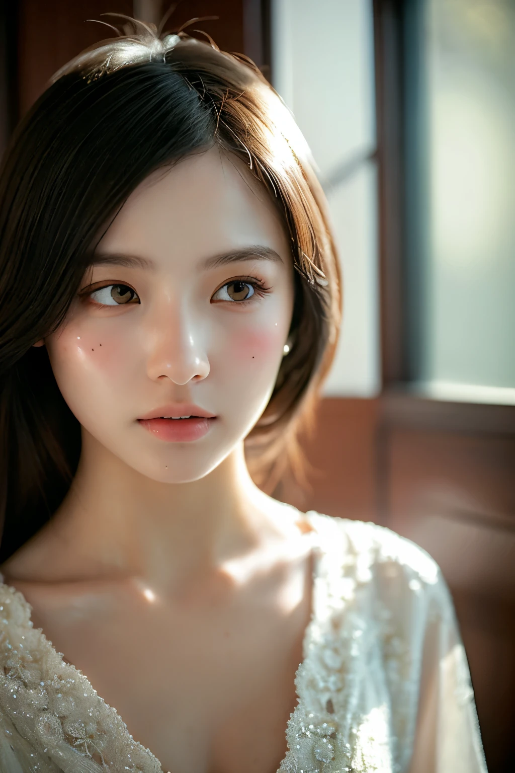 (realistic:1.3) , finely detailed, quality, (masterpiece:1.2) , (photorealistic:1.2) , (best quality) , (detailed skin:1.3) , (intricate details) , ray tracing, dramatic, 1 girl, (cute Ethereal Female), (film grain:1.2)