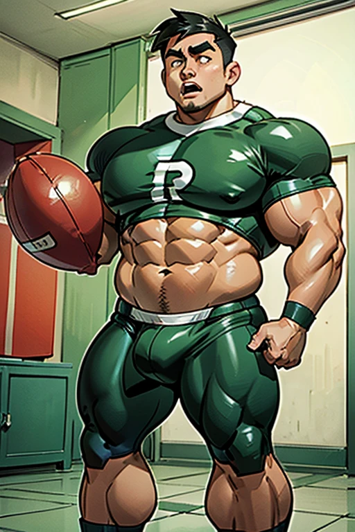 Danny Phantom, ghost, hypnosis, jock, conversion, locker room hallway, shoving a nerd into a locker, hyper muscles, jockstrap, bro, meathead, hypnotized, brainwashed, brainwashing, big dumb jock, football. Danny Fenton is hypnotized by Dash to become another dumb football jock bro. Glowing green eyes. Hyper crotch bulge. Massive bulging crotch. Big balls. Big biceps. Big triceps. Big traps. Broad shoulders. Big meaty pecs. Big thighs. Thick glutes. Football team assimilation. Black hair. Deep dull voice. glazed expression. dumber and dumber. Open mouth. Clothes turning into a football uniform. Forgetting. "I feel like I ... I ... I'm a ... I'm a .... Bro, I feel ... kinda ... uhhh ... stupid...? Like, ... my head gets ... dumber, and ... dumber, and ... dumber..... I'll ... be dumb ... for Coach.... Bigger and bigger ... dumber and dumber.... Huhuhuh.... Yes, Coach. A good dumb jock is big and dumb. A good dumb jock's what I'll become.... Must grow big..... Must grow dumb.... Don't think.... Obey Coach.... Yes, Coach, I must obey.... The Big Dumb Jocks are here to stay.... Protect the QB. Whatever you say.... Dash, ... is my quarterback.... Dash ... is my bro.... Bully nerds.... Give wedgies.... Be a jerk.... Yes, Coach.... Yes, Dash.... I obey...." IQ drain. Dumber and dumber. Meathead. Musclehead. Brute. Brutification. Brainwashing. Brainwashed. Number 13 football jersey.