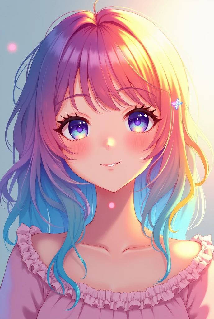 Have rainbow colored hair、Anime Girl、Character portrait