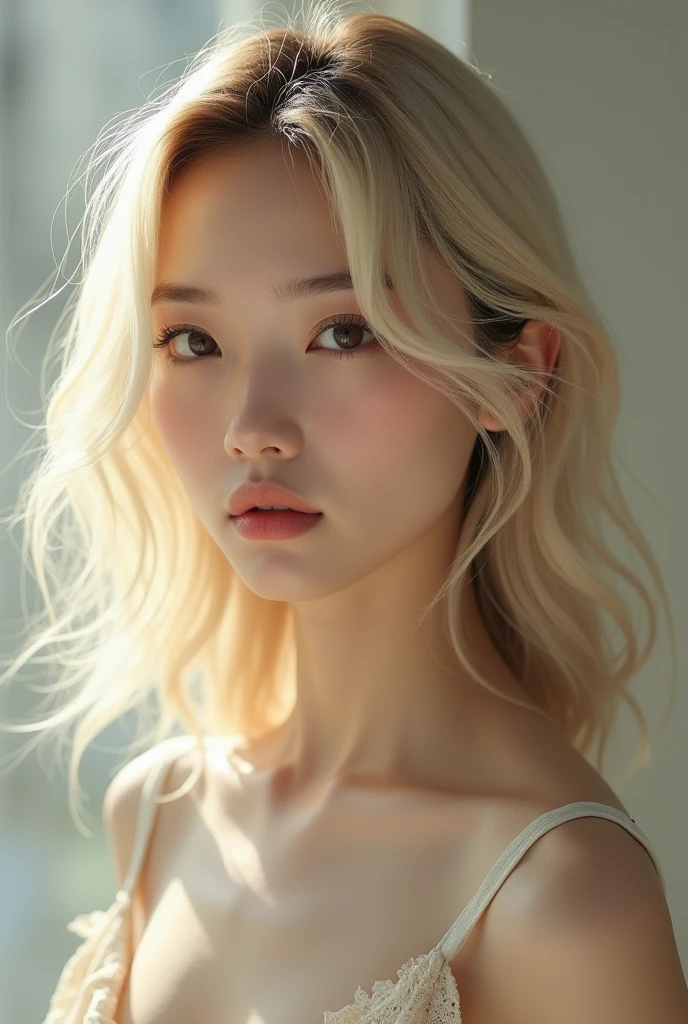 Woman, height 175 cm, breast size 2, blonde, Asian appearance