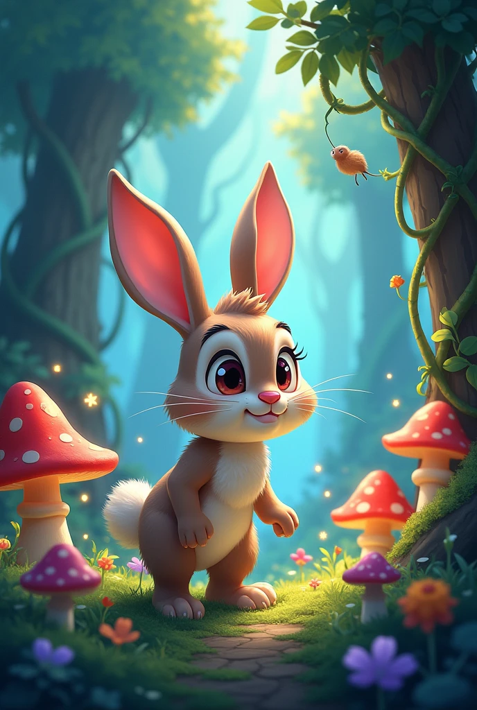 Rabbit in an enchanted forest, cartoons