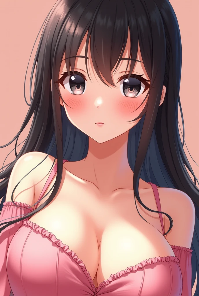 One person, Blushing, Large Breasts, Character portrait, Anime Style, 