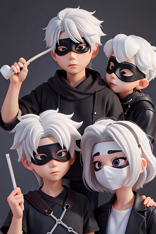 18age、male、neutral、mask、Blindfold、White Hair、Swept-up style、