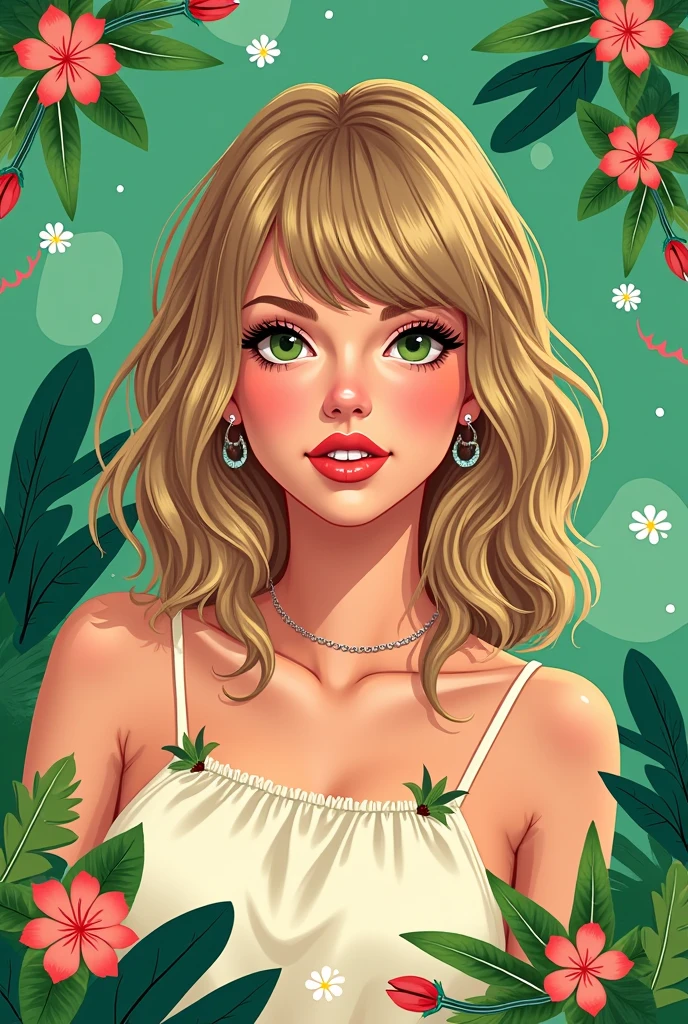 Wallpaper that is Taylor Swift mixed with the Brat theme (Brat summer) with green colors