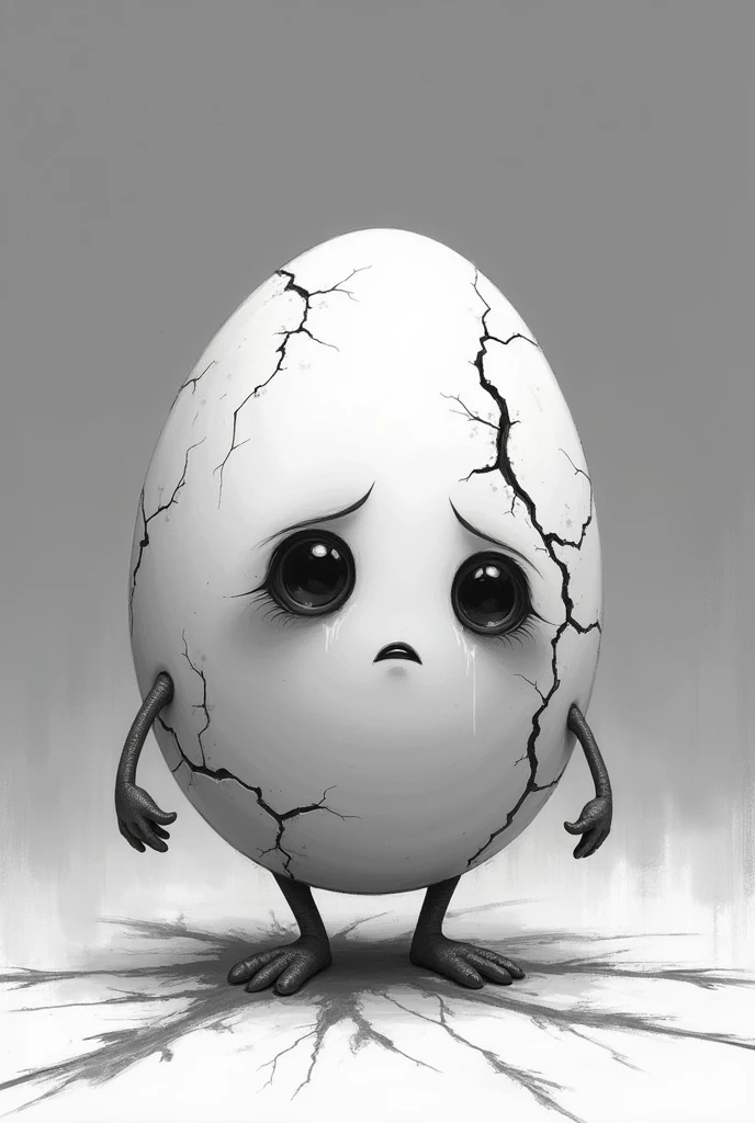 You can make a picture of an egg with a sad face, little arms and legs, and broken with a black and white background