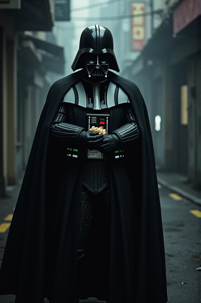 Dark Vador en sweat  a capuche qui vend de la drogue