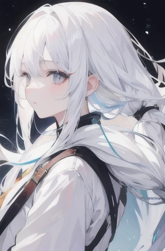 1 Girl,White hair,Long hair,Whitejk,White