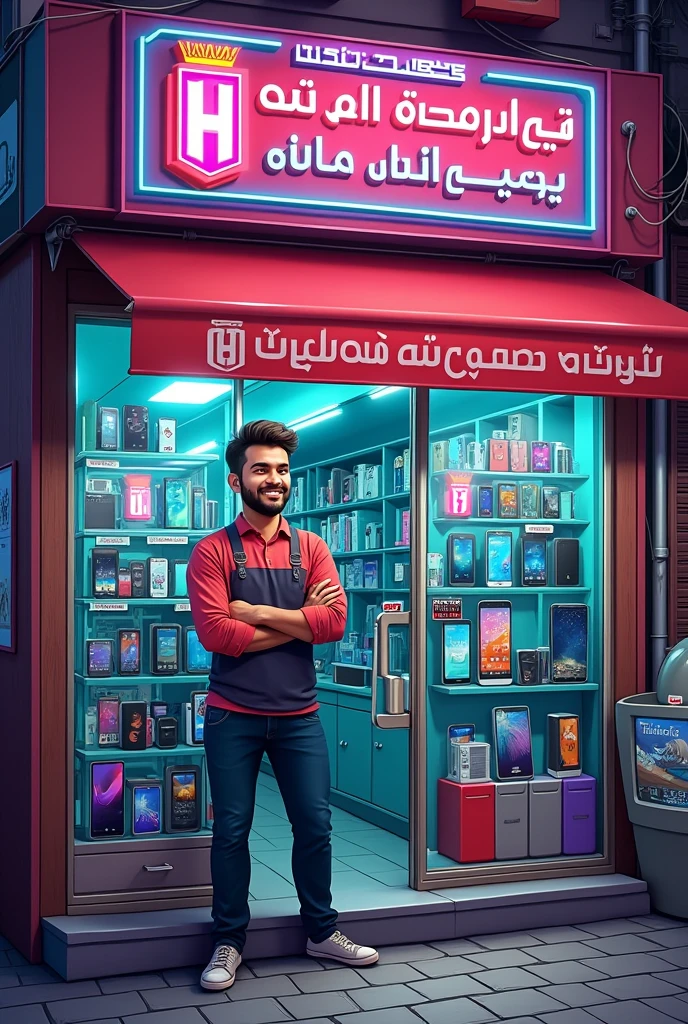 Make a Hammad mobile shop poster in urdu
