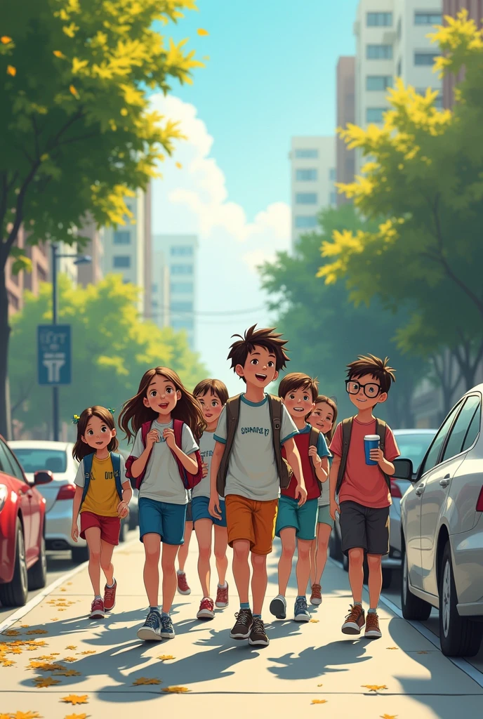 Sixth graders commuting to school