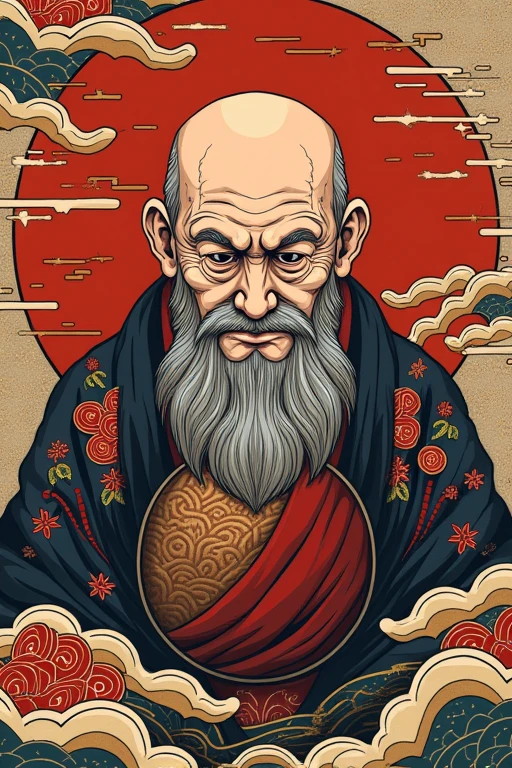 Daruma Japanese pattern, make it cooler, don't smile, make it more Japanese pattern, make it Daruma, make it Ojisan Daruma