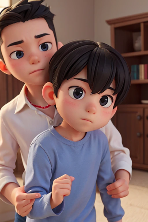 An older brother who loves his younger brother、Gentle expression、Black Hair、