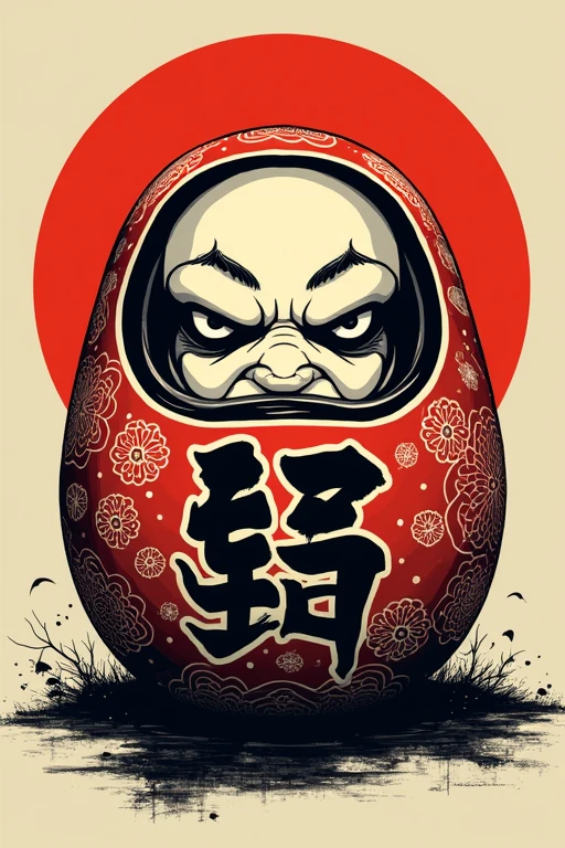 Daruma Japanese pattern, make it cooler, don't smile, make the Japanese pattern just Daruma