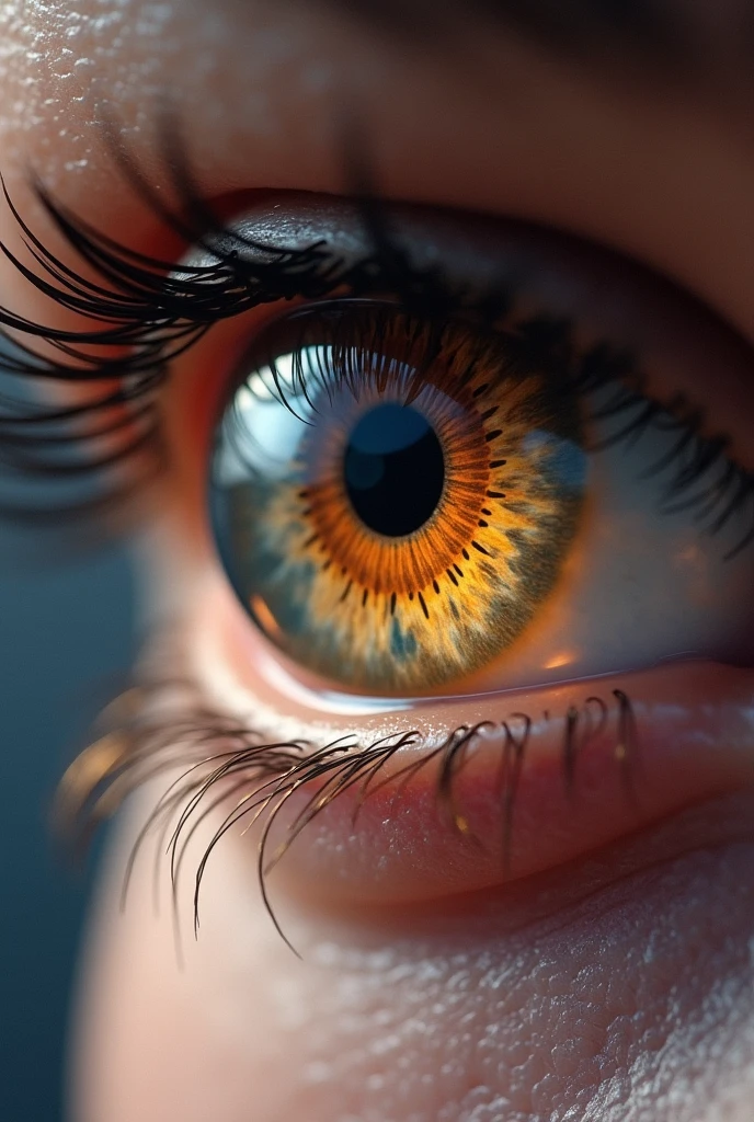 Use the close-up eye image with the intricate details of the iris prominently displayed. Add a subtle glow or highlight around the eye to make it stand out.