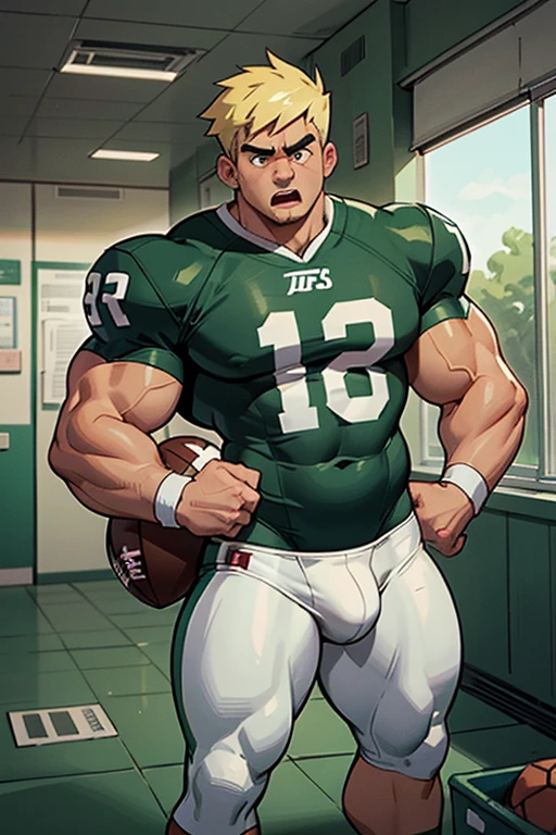 Danny Phantom, ghost, hypnosis, jock, conversion, locker room hallway, hyper muscles, jockstrap, bro, meathead, hypnotized, brainwashed, brainwashing, big dumb jock, football. Danny Fenton is hypnotized by Dash to become another dumb football jock bro. Glowing green eyes. Hyper crotch bulge. Massive bulging crotch. Big balls. Big biceps. Big triceps. Big traps. Broad shoulders. Big meaty pecs. Big thighs. Thick glutes. Football team assimilation. Black hair. Deep dull voice. glazed expression. dumber and dumber. Open mouth. Clothes turning into a football uniform. Forgetting. "I feel like I ... I ... I'm a ... I'm a .... "Bro, I feel ... kinda ... uhhh ... stupid...? Like, ... my head gets ... dumber, and ... dumber, and ... dumber..... I'll ... be dumb ... for Coach.... Bigger and bigger ... dumber and dumber.... Huhuhuh.... Yes, Coach. A good dumb jock is big and dumb. A good dumb jock's what I'll become.... Must grow big..... Must grow dumb.... Don't think.... Obey Coach.... Yes, Coach, I must obey.... The Big Dumb Jocks are here to stay.... Protect the QB. Whatever you say.... Dash, ... is my quarterback.... Dash ... is my bro.... Bully nerds.... Give wedgies.... Be a jerk.... Yes, Coach.... Yes, Dash.... I obey.... Let's crack some skulls." IQ drain. Dumber and dumber. Meathead. Musclehead. Brute. Brutification. Brainwashing. Brainwashed. Number 13 football jersey.