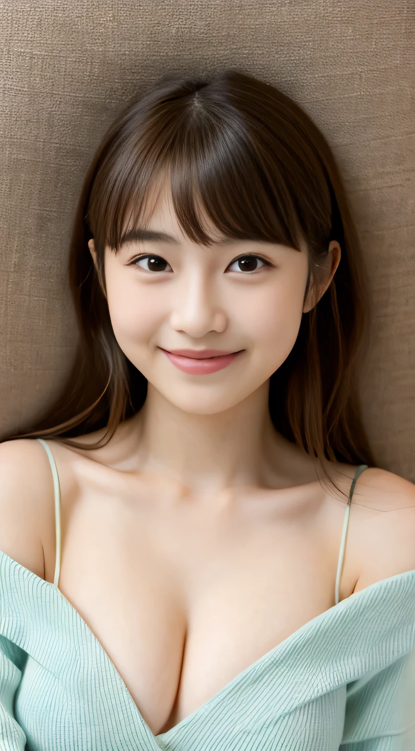 masterpiece,best quality,(Japanese girl),((Beautiful girl)),cleavage,(off shoulder:1.2),(perfect body beauty:1.2),(shy smile),From slightly above