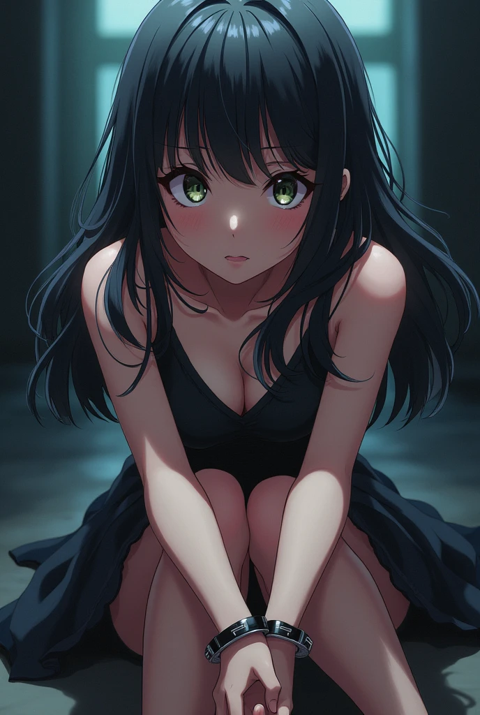 Girl in handcuffs, anime, dress, high heels