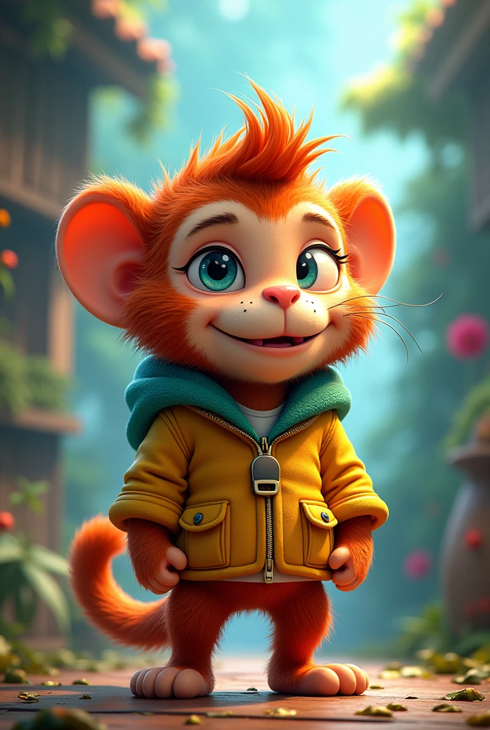 Create a flipbook cover Add Luis Gerardo's name to the cover (Write the name) at the top center of title.
adding a domestic or jungle animal that is animated with clothes but is not fictional and is colorful.