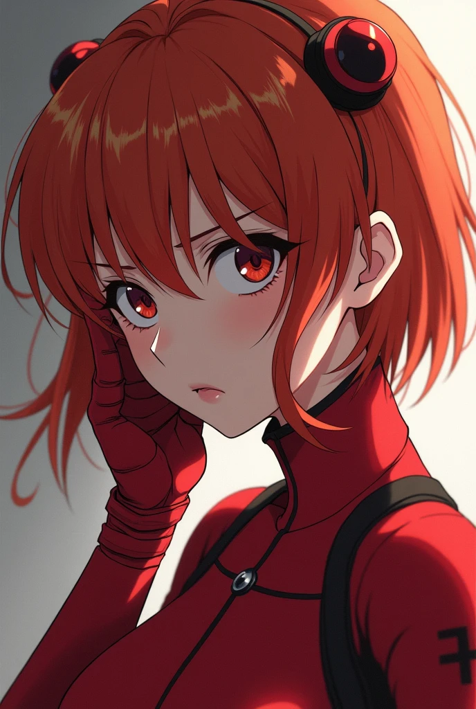 (8k, Highest quality, masterpiece:1.2), Very detailed, masterpiece, Realistic lighting,masterpiece, Highest quality, masterpiece, Official Art,extremely detailed CG unity 8k wallpaper,Beautiful attention to detail, Light on the face, One person, Asuka,Upper Body, chest, pilot_suit, plugsuit, red_Jacket, Windbreaker, gloves, bandage, hair_ornament, Braces,  