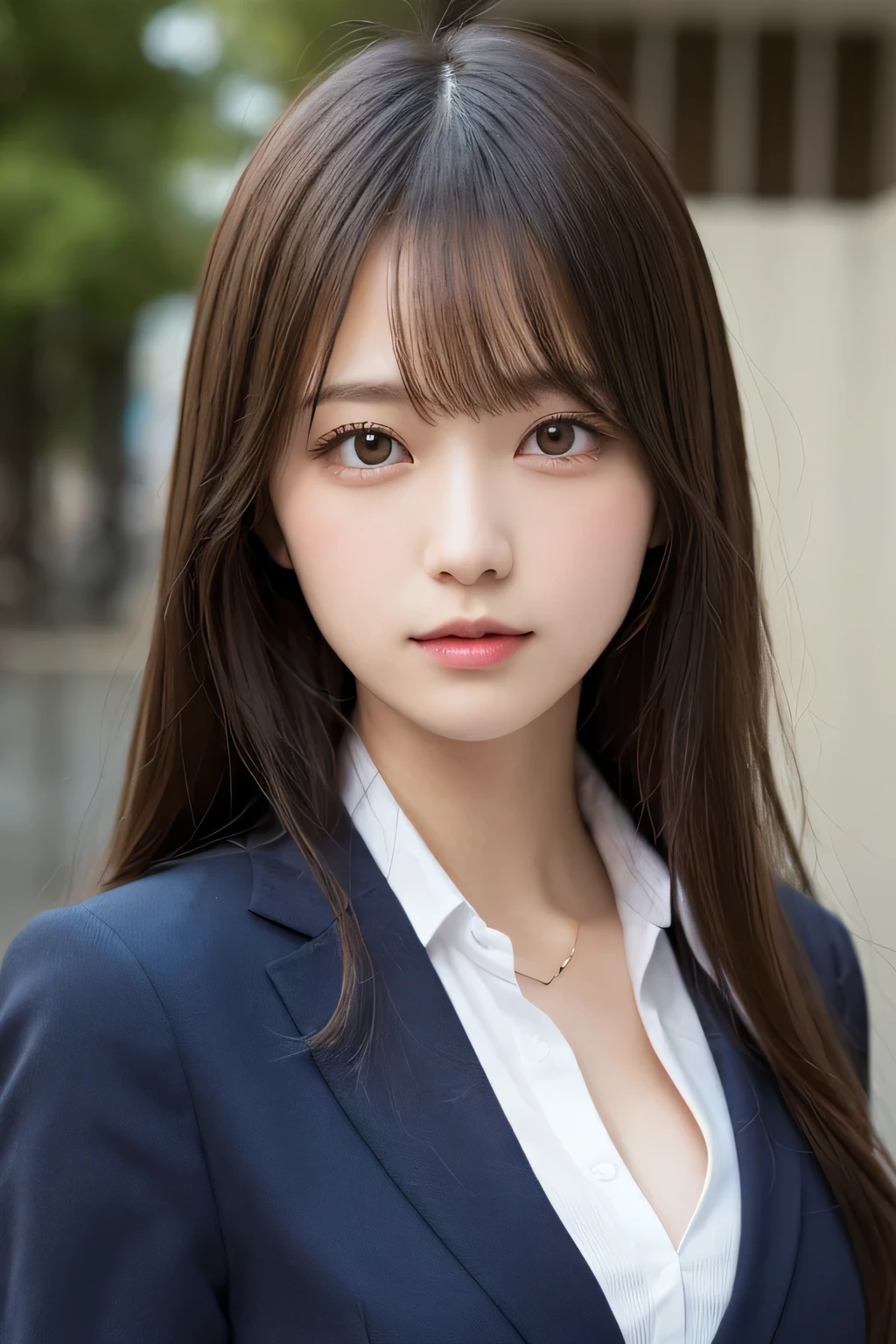 masutepiece, Best Quality, Illustration, Ultra-detailed, finely detail, hight resolution, 8K Wallpaper, Perfect dynamic composition, Beautiful detailed eyes, Natural Lip,Blazer ,School uniform, cleavage, Full body, 大きな胸,
