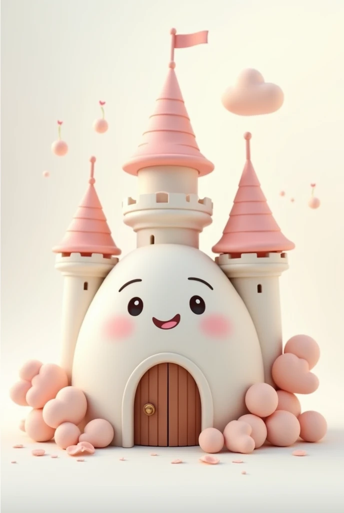 name: E-commerce Castelo: A castle with a smile, symbolizing ease in wine and white color, round logo.
