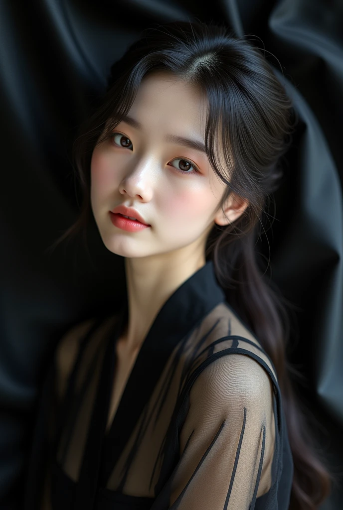 Cute chinese girl, , Black Silk