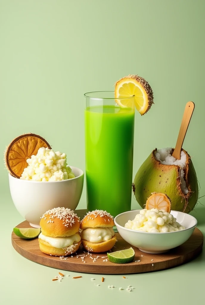 Buko juice, buko salad, ice cream buko in a bun and cone product