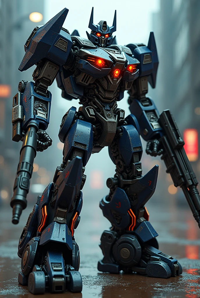 1 extremely detailed megatron decepticon robot. Organic form , highly detailed cybernetic mech, intricate biomechanical machinery, industrial metallic textures, complex sci-fi design, Megatron Nissan GT-R 35 striking pose, intense expression, glowing energy effects.samurai head, dramatic cinematic lighting, epic dramatic composition, moody dark color palette, (best quality,4k,8k,highres,masterpiece:1.2),ultra-detailed,(realistic,photorealistic,photo-realistic:1.3. bazooka on hand. Police stripe. White black. Police sirens. Michael bay. Travis Scott. 