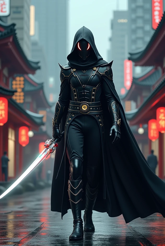 Kamen Rider is inspired by ninjas, with black costumes, long capes and masks covering the face. The main weapon is a laser sword. Style: traditional, modern