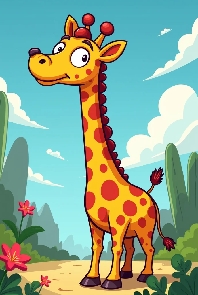 Create a flipbook cover Add France Michelle's name to the cover (Write the name in Spanish) at the top center of title.
adding a giraffe that is animated with clothes but is not fictional and is colorful.