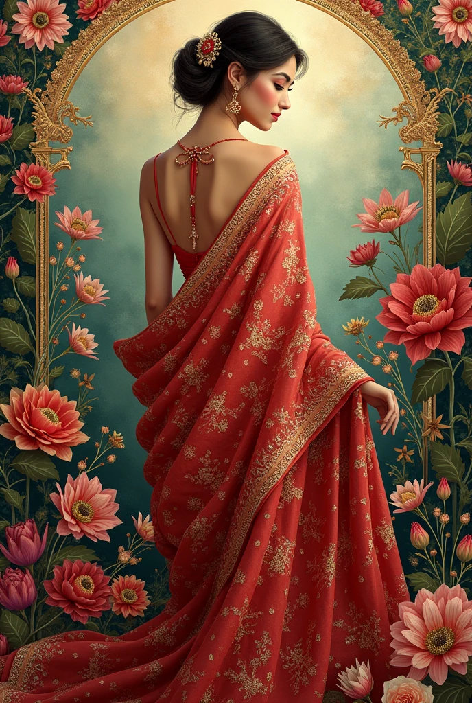 Saree painting design luxury