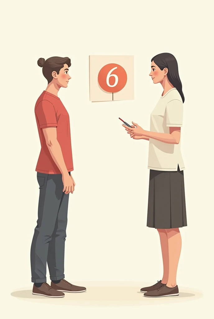 Create an illustration about effective communication, but it's about two people seeing  6 and 9 from a different perspective and that they understand that they see different because their angles are different.