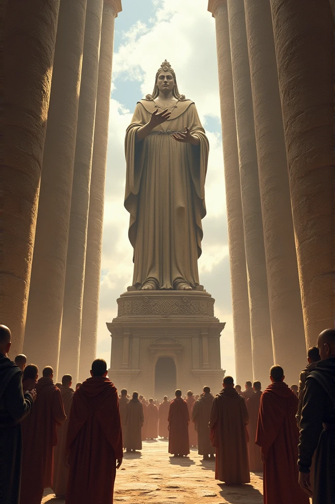 Historical image of some people's who are worshiping statue