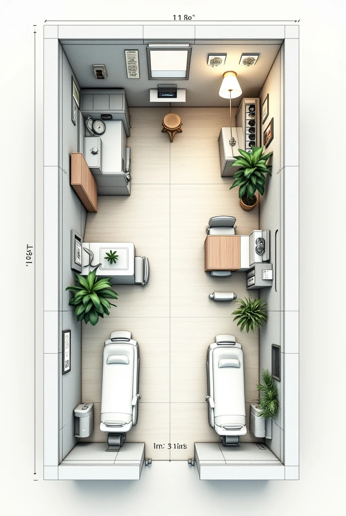 If you are commissioned by a docter (you can choose any from a dentist, medical doctor, pediatrician, optometrist, or dermatologist) to retrofit an abandoned clinic of 5 meters by 6 meters in size, The Access hallway wparallel to the S-meter length of the room. Explain how the design process will flow.

Give an example of a schematic floor plan layout proposal and interior perspective with a description/explanation, including callouts and labels for better illustration. 