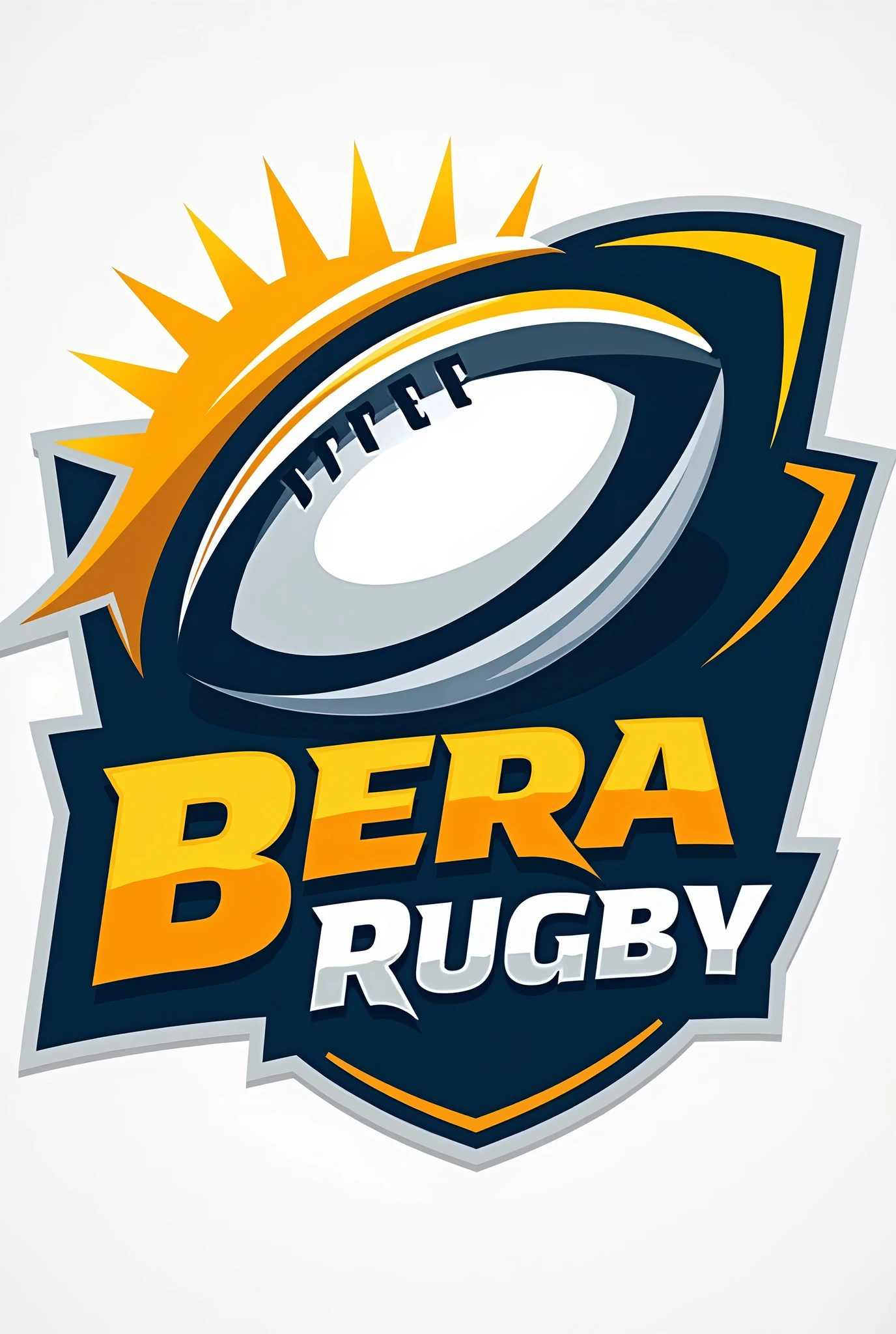 Create logo for me rugby/ ball wrote BERA rugby strike yellow blue