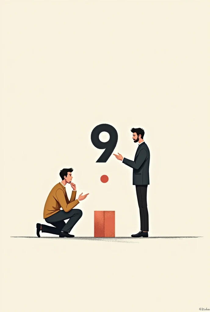 Create an illustration about effective communication, but it's about two people seeing 6 and 9 from a different perspective
because the 6 is in the ground and they're looking at it, but their sides are different. like how the other or person is on the right side and is seeing 9 and that the person on the left side is seeing 6 and that they understand that they see different because their angles are different.