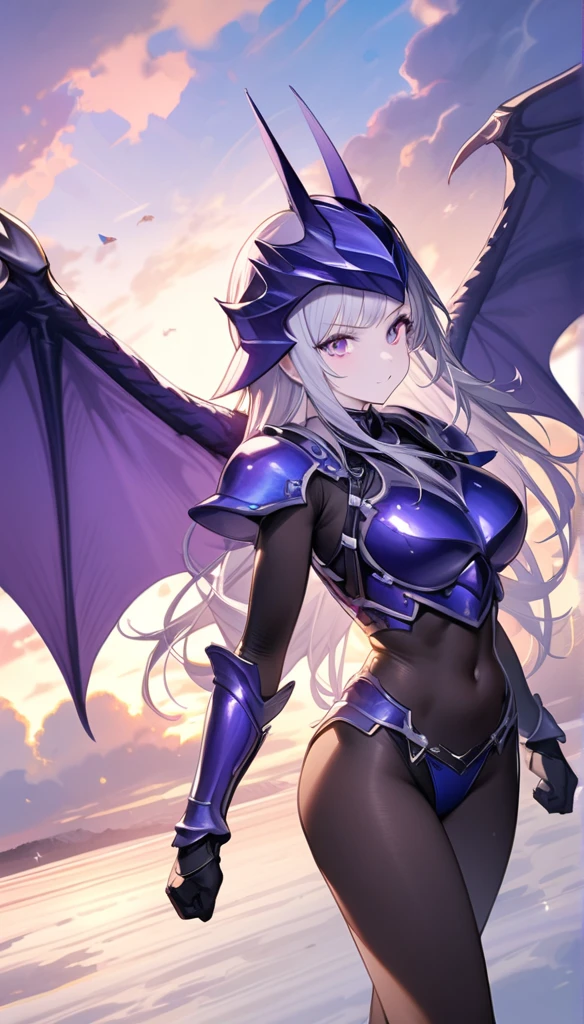 (One Woman),(Best image quality, 32K, masterpiece:1.3),((Silver long hair:1.1)),(Swept-apart bangs,Braiding), (Cute eyes, Dark Eyes), (Detailed eyes),(Mole under right eye), (Standard weight), (Glowing Skin:1.1),(Pale skin:1.2),(A fantastic atmosphere),(look up),Ultra-high resolution, Textured skin, Sparkle Effect, 

Hold the gun with both hands,fight,attack with a spear,槍でfight,

Final Fantasy,female dragon knight,Blue-purple bikini armor,Blue and purple armorパンツ,Black tights,belly button,muscle,Blue and purple armor,Blue-purple dragon helmet,
Panty shot,

blue sky,cloud,Flying in the sky,Fly,Jump high in the sky,

Dragon wings on the back,

Angry, 