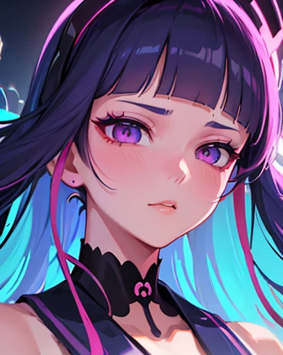 a close up of a person with a headband on, digital art inspired by Yanjun Cheng, tumblr, digital art, vibrant fan art, lofi portrait, artwork in the style of guweiz, neo vaporwave, colorful digital painting, cyber aesthetic, portrait of kpop idol, yanjun chengt, digital anime illustration, nft portrait, digital cyberpunk anime art.