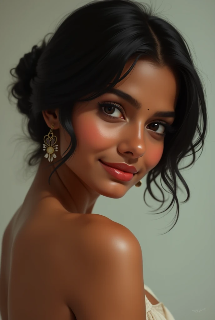 A hot south indian girl with short hair with thin body