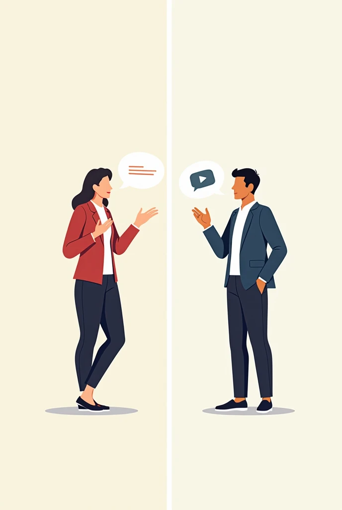 Create an illustration about effective communication and miscommunication. effective communication on the left side and miscommunication on the right side