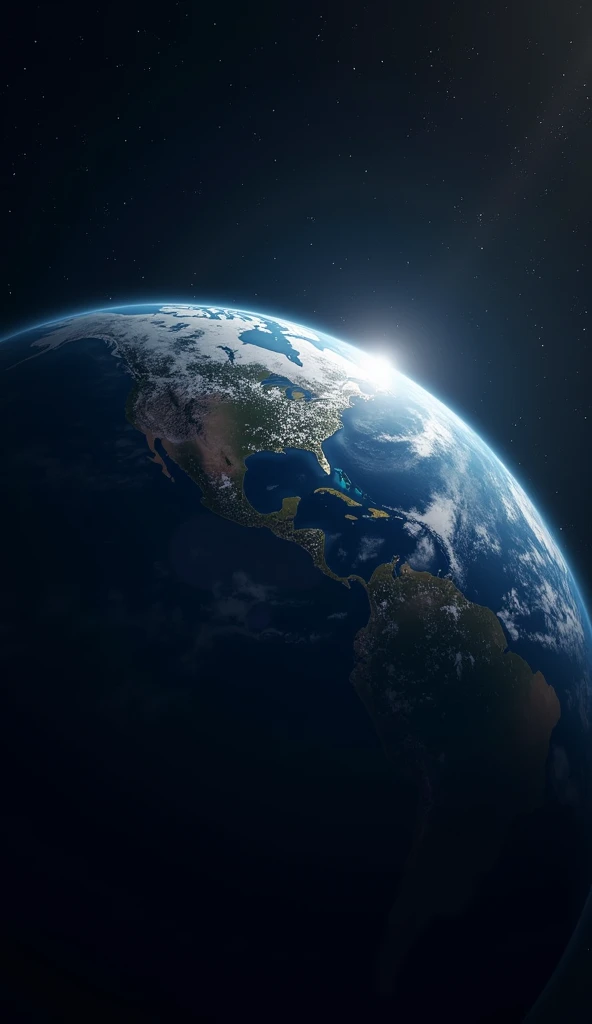 A visual of the shape of the round earth from outer space with a background of interesting facts of the world