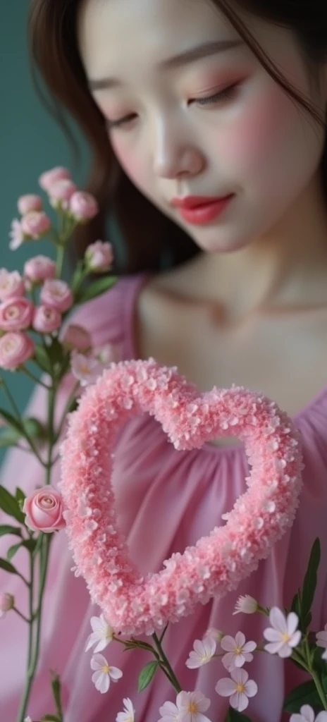 With flowers and heart