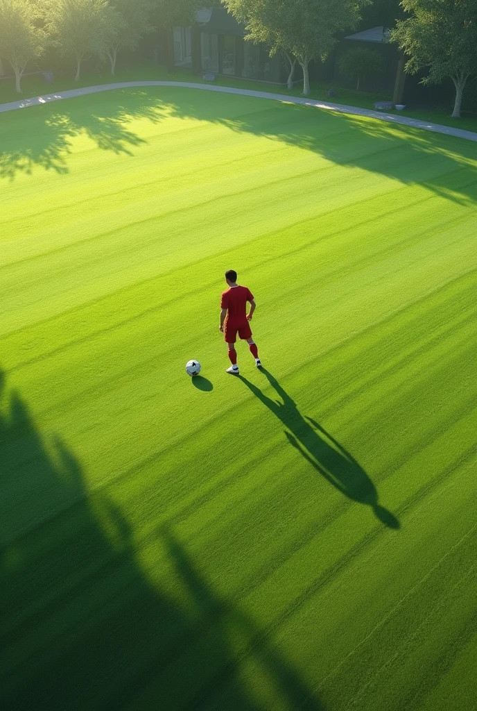 football, solo, green lawn,