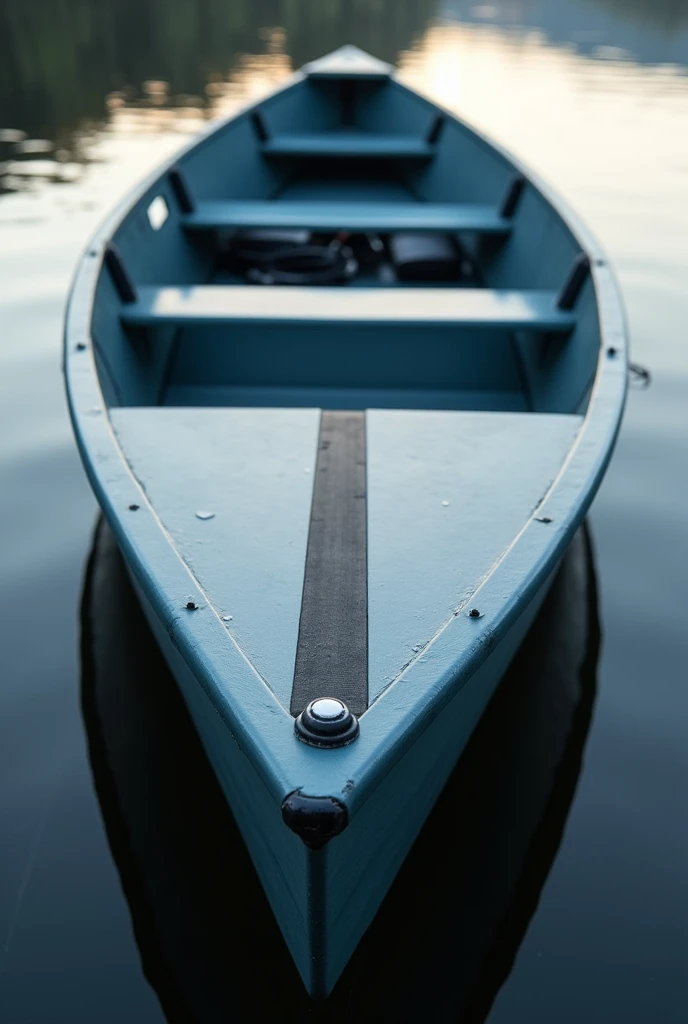 Rowing boat 5 meters long in steel blue with black rubbing strip