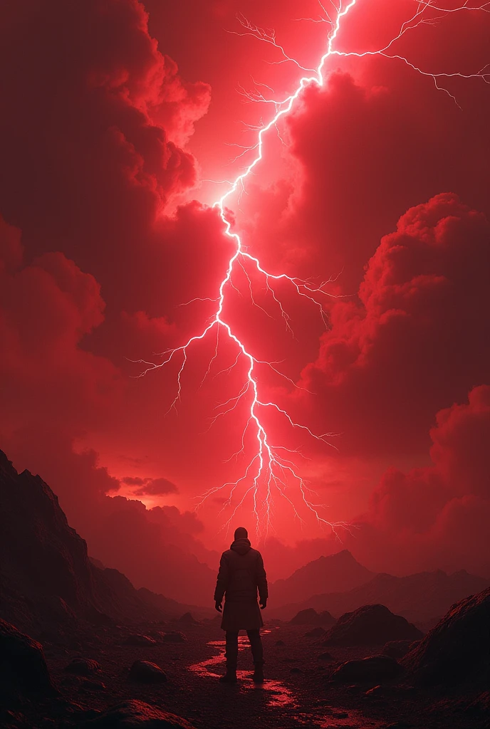 The Destruction of the Earth、Eerie red sky、Red-black clouds、Countless Thunders