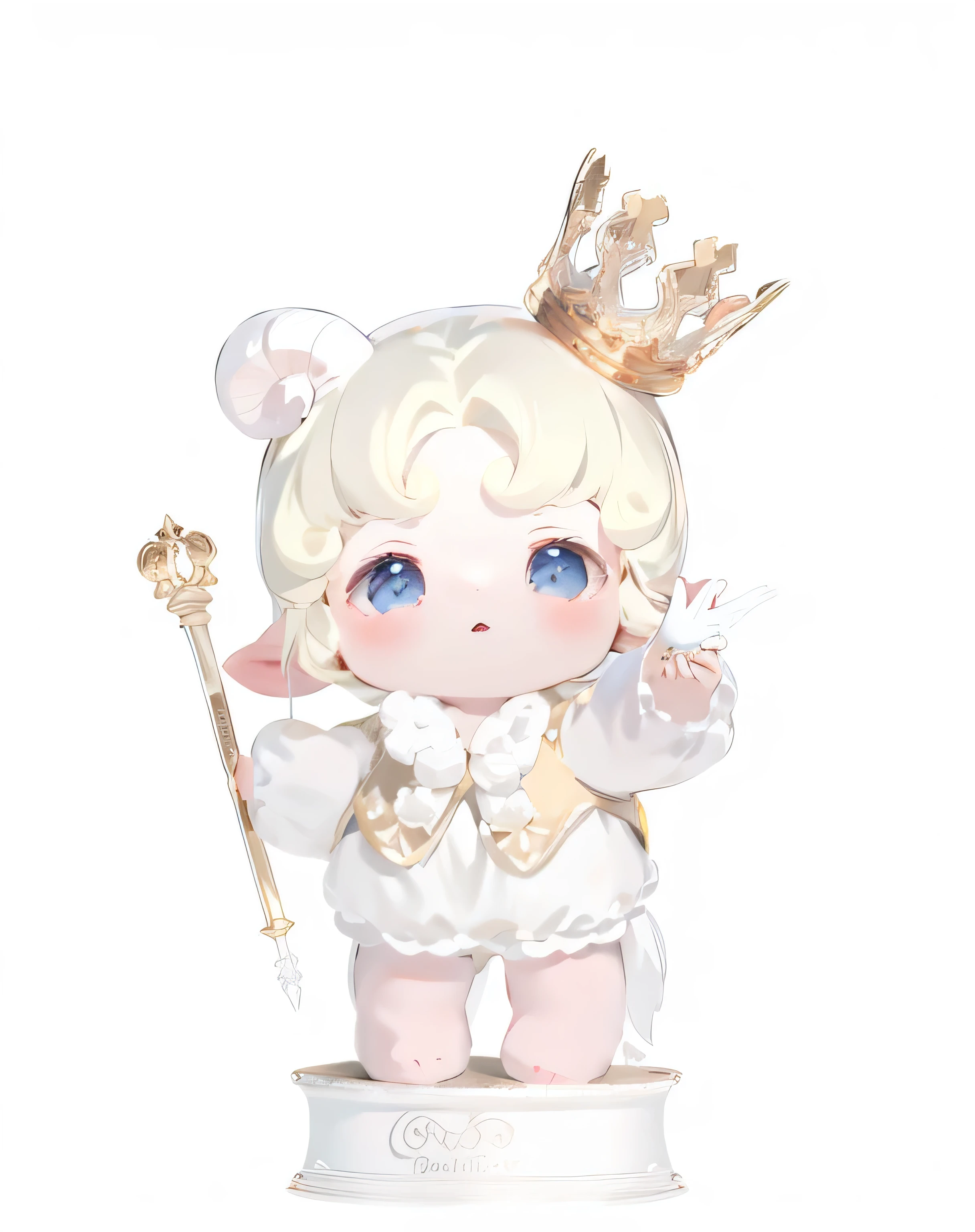 Sheep horns ,ta , Lovely characters, ,picture,Lalafer, , 2D,2D,,celluloid,HD,8K。With a crown on his head,Holding a scepter and a dove in hand,concise,Second Dimension
