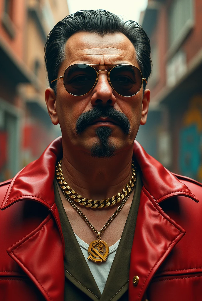 Joseph Stalin dressed as a rapper for a rapper album