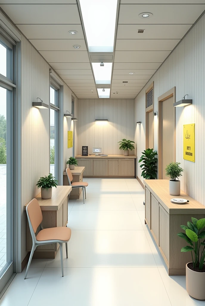 If you are commissioned by a medical doctor to retrofit an abandoned clinic of 5 meters by 6 meters in size, The Access hallway parallel to the 5 meter length of the room. Explain how the design process will flow.
Give an example of a schematic floor plan layout proposal and interior perspective with a description/explanation, including callout and labels for better illustration.